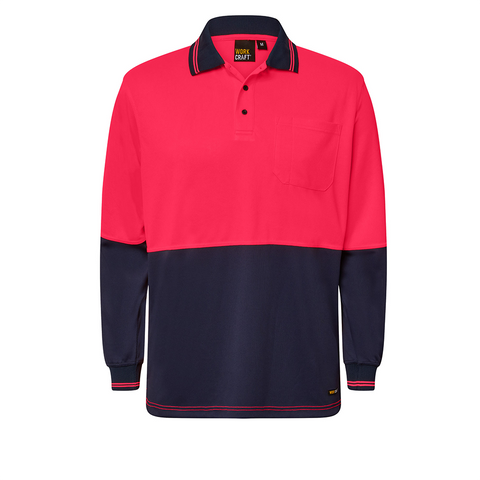 Hi-Vis Unisex Long Sleeve Polo - Pink