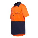 Hard Yakka Core Hi-Vis Vented Short Sleeve Cotton Work Shirt