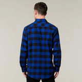 Check Flannel Cotton Work Shirt - Blue