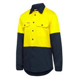 Hard Yakka Core Hi-Vis Vented Long Sleeve Cotton Work Shirt