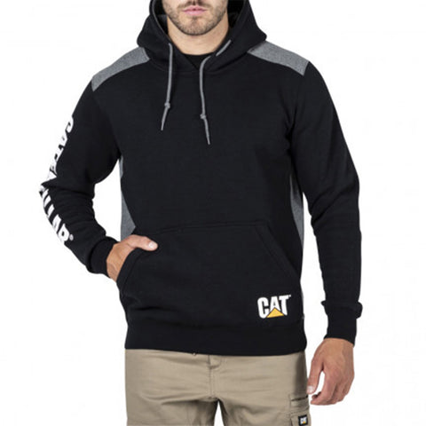 CAT Logo Panel Hooded Sweatshirt - Black